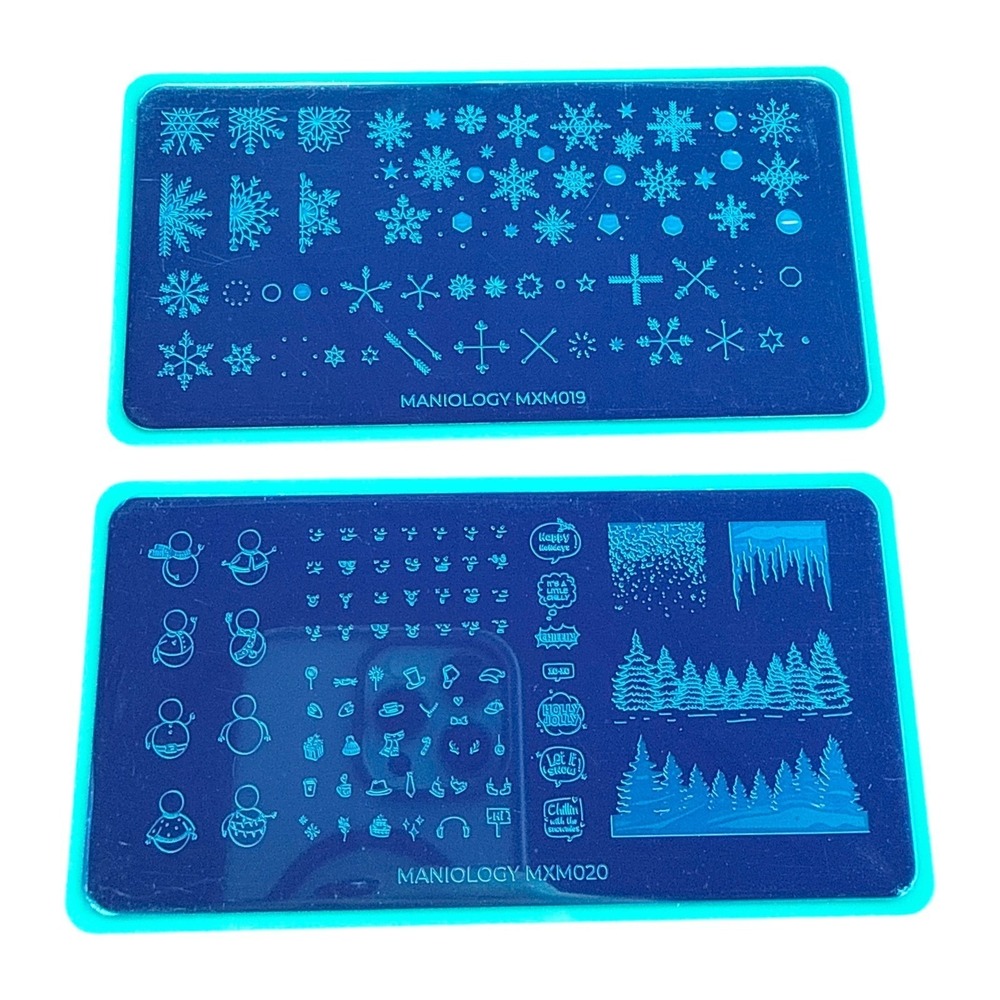 Maniology Nail Stamping Plate Set MXM019 MXM020 Winter Snowflake Snowman Holiday